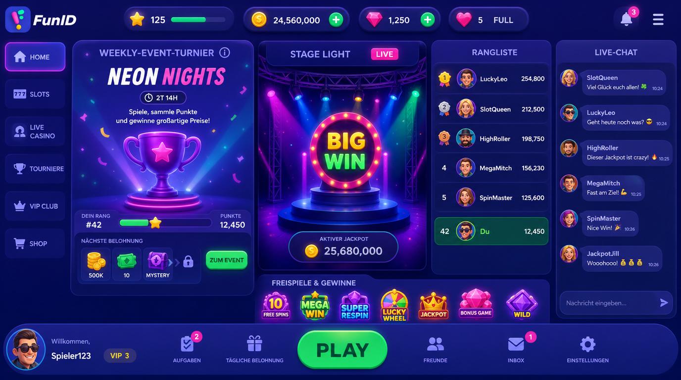 Wochenbonus-Turnier mit Rangliste und Live-Feeling.