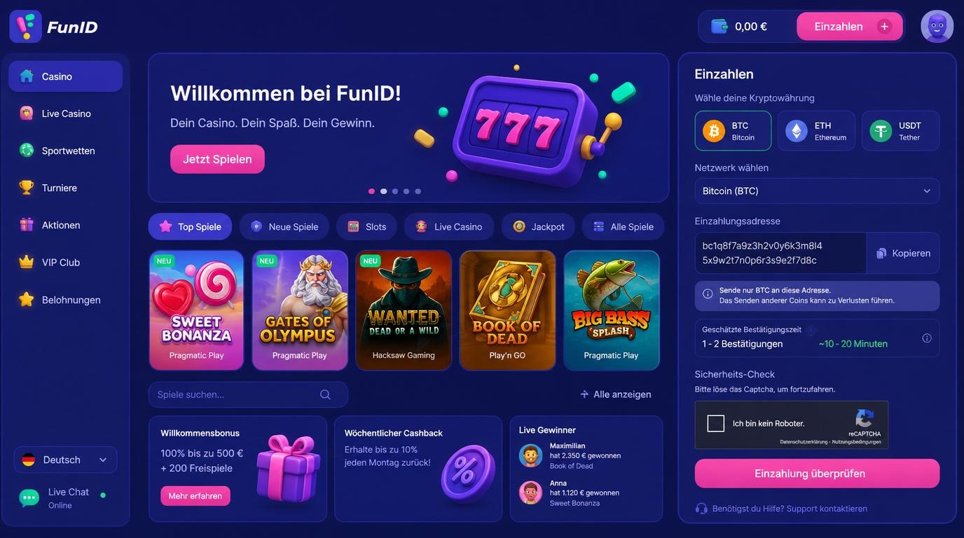 Krypto-Einzahlungsdialog mit Wallet &amp, Netzwerk