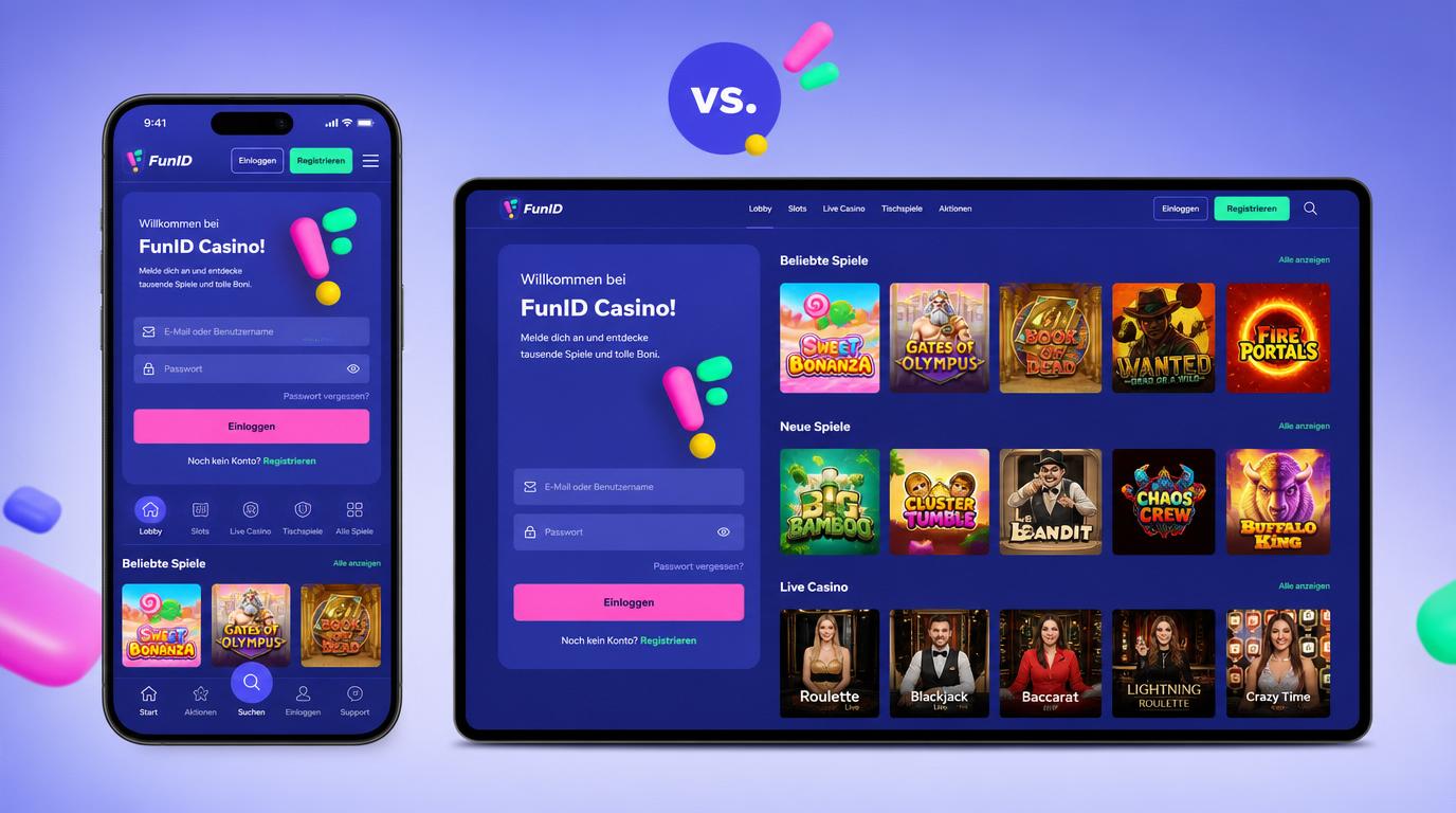 Vergleich zwischen mobiler Web-Version und Desktop-Version des Casinos